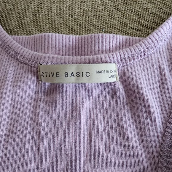 Active Basic Women's Ribbed Lilac Tank Top Like New - Picture 3 of 7